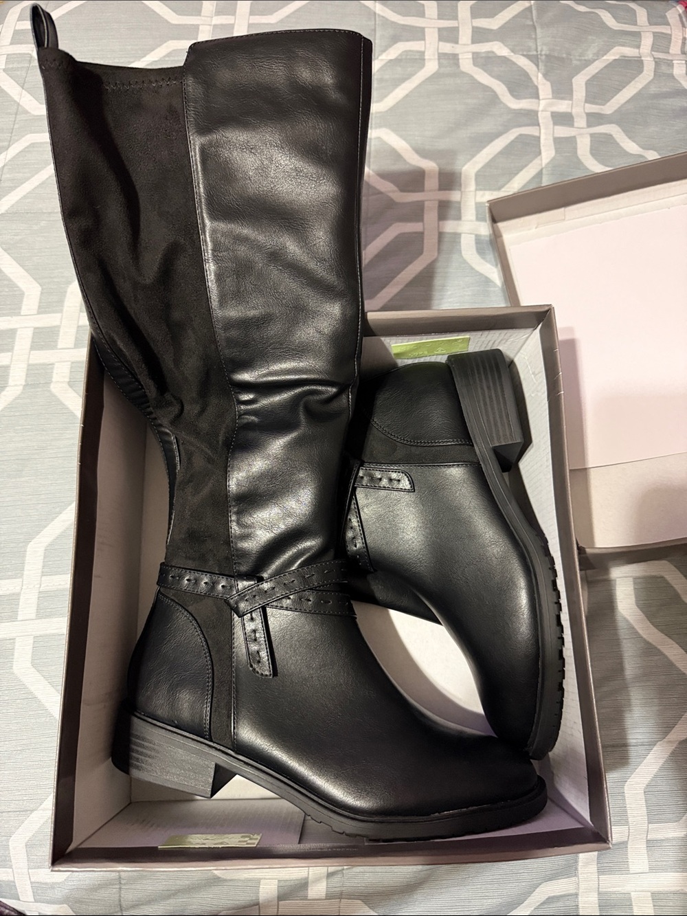 Style & Co. Black Womens Knee-High Heeled Boots